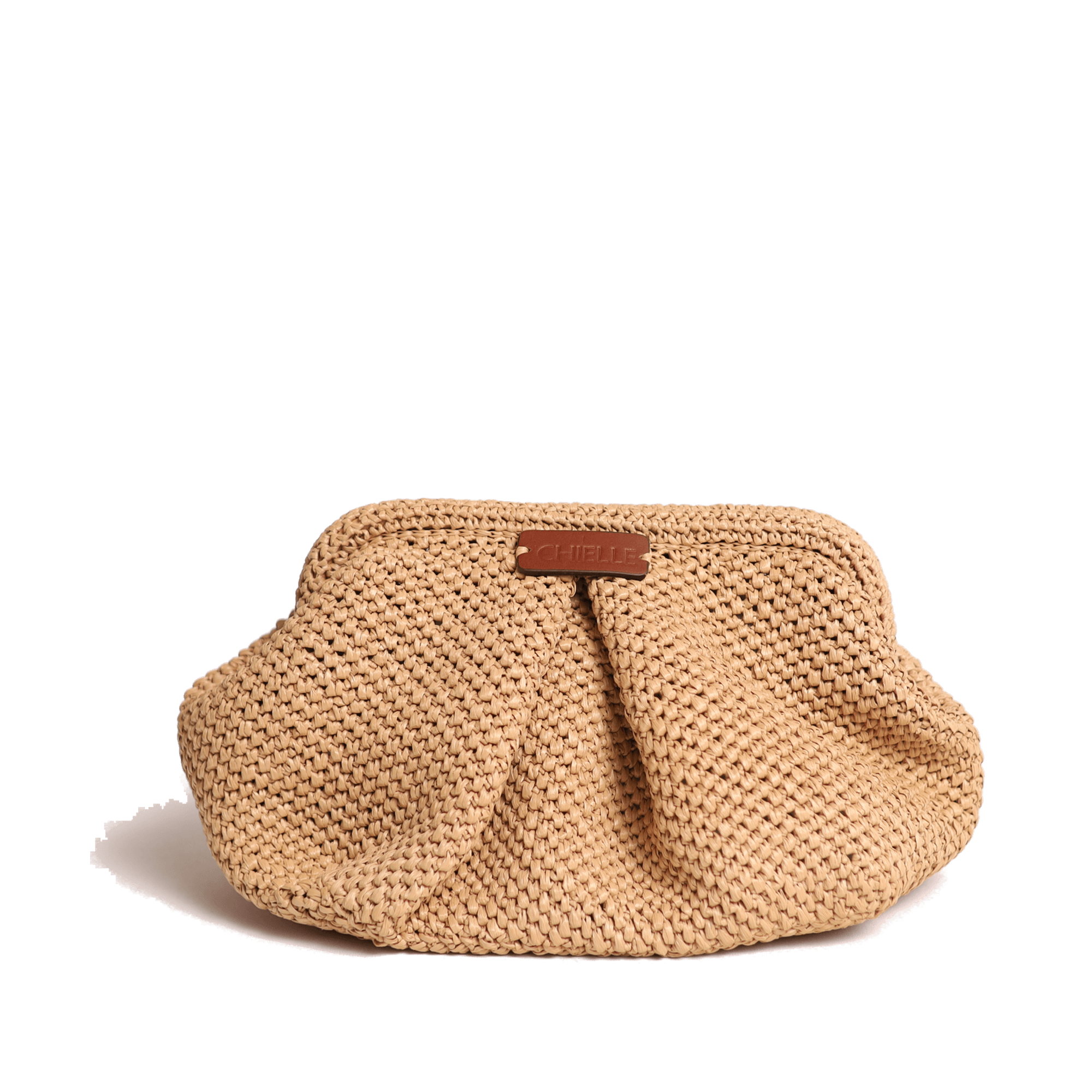 Brontes, sac en cuir de veau et raphia viscose — vu de face