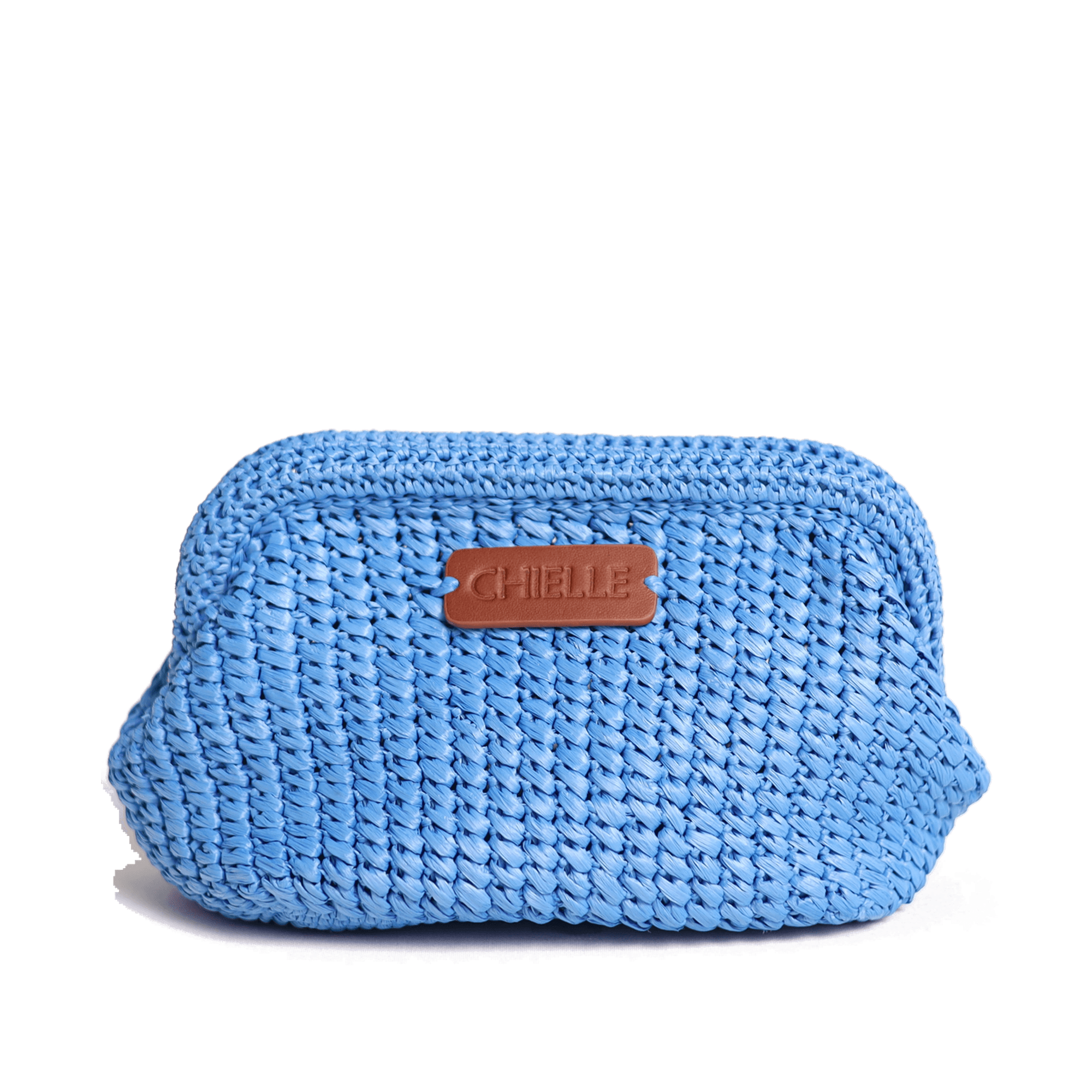 Juliet, sac en raphia viscose et résine, Bleu — vu de face