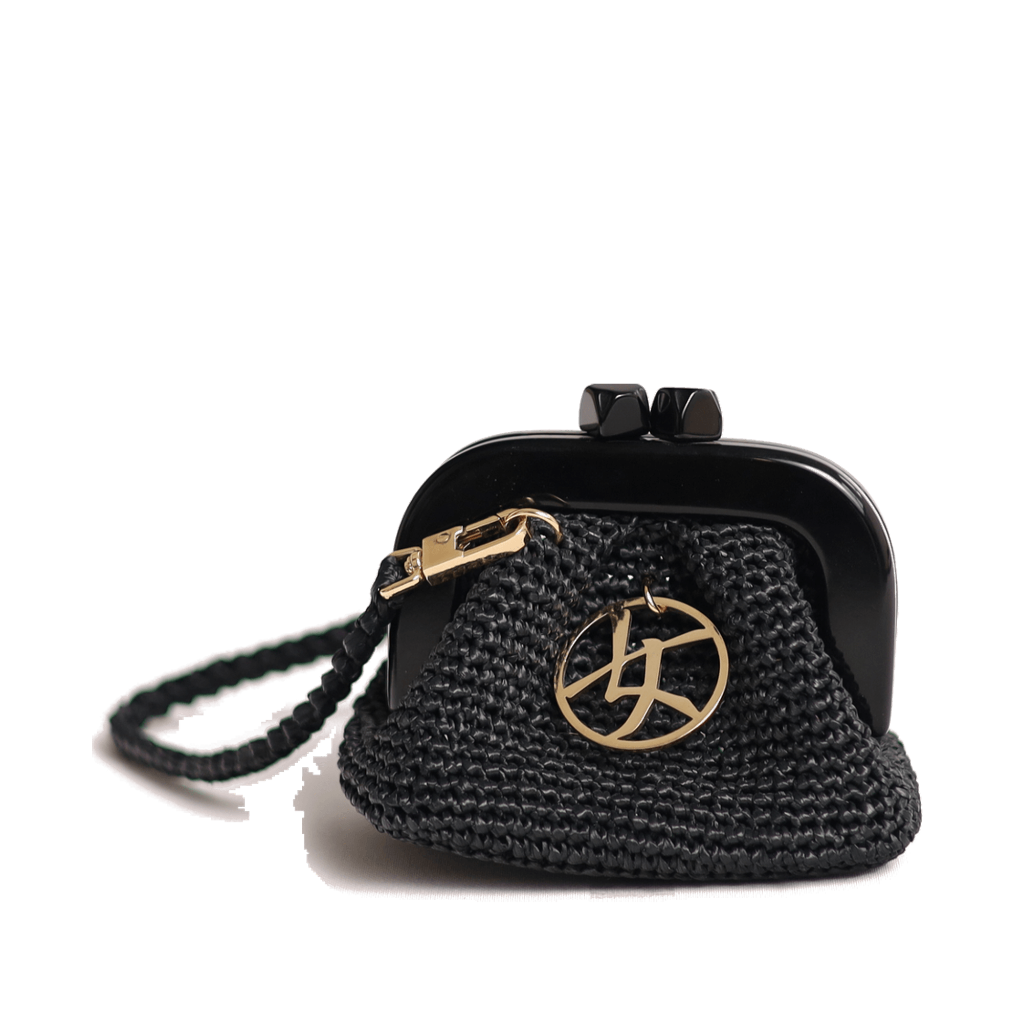 Kohana, sac en métal et raphia viscose, Noir — vu de face