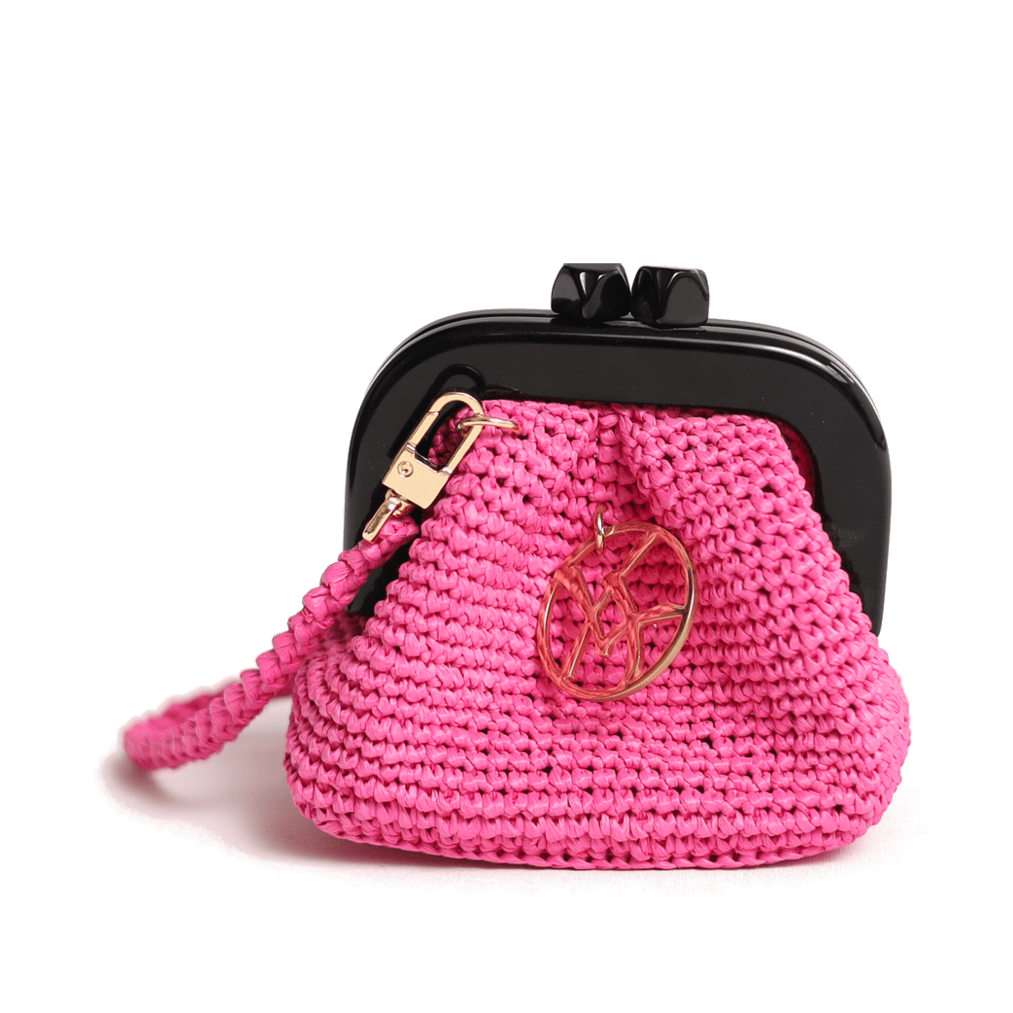 Kohana, sac en métal et raphia viscose, Rose — vu de face
