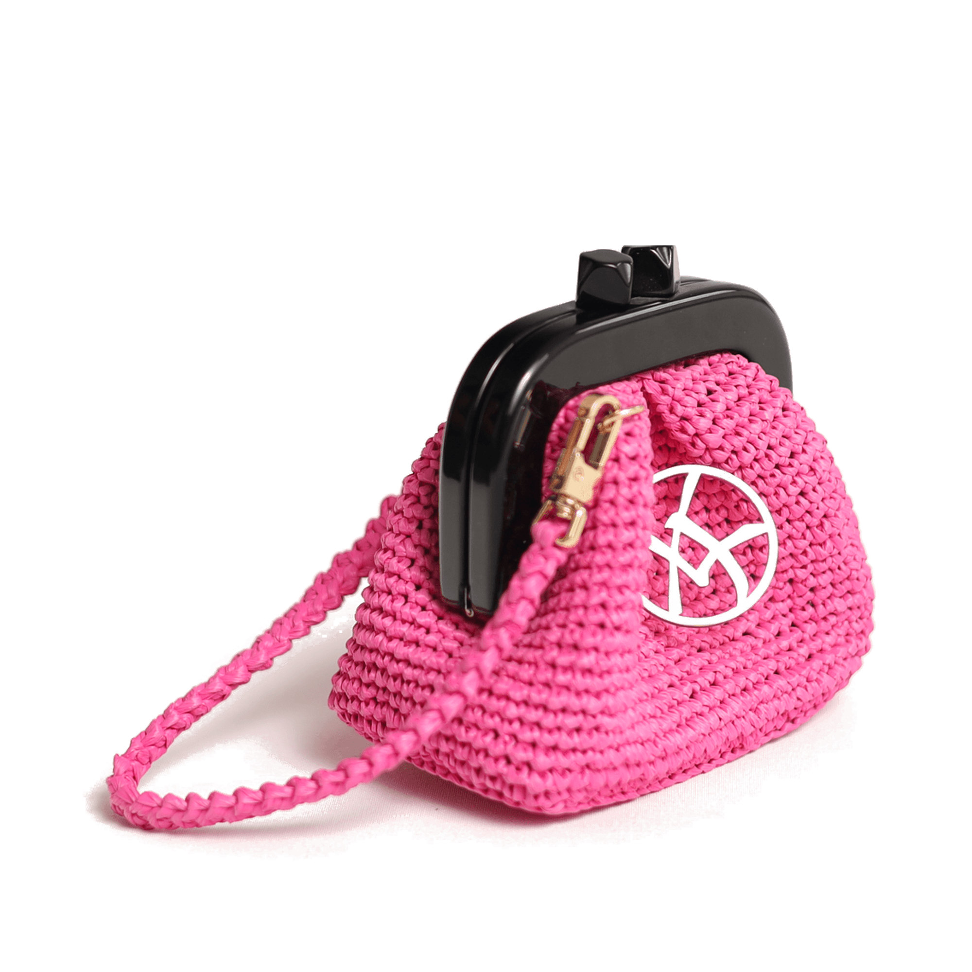 Kohana, sac en métal et raphia viscose, Rose — vu de face