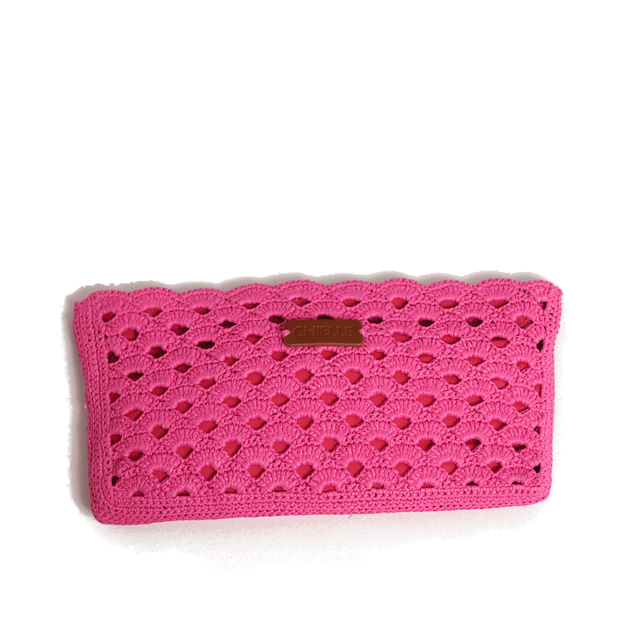 Lykke, sac en métal et raphia viscose, Rose — vu de face